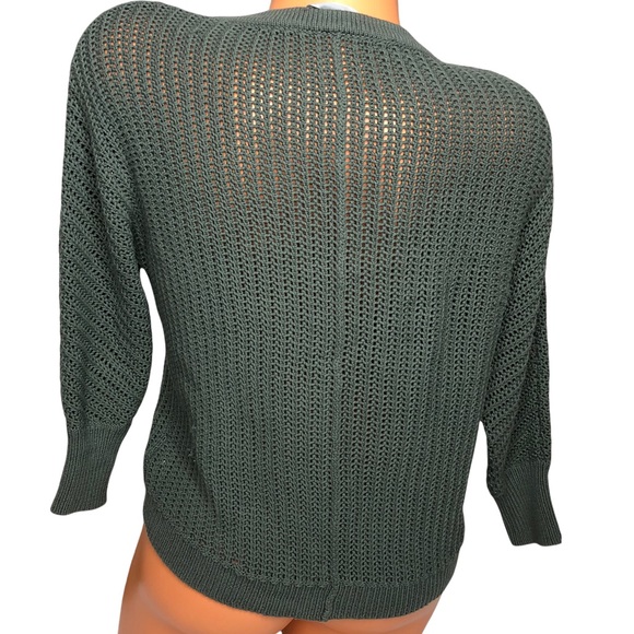 Athleta Sweater Womens Sage Green Open Weave Crew Neck Cotton Blend Size XXS - Picture 5 of 16